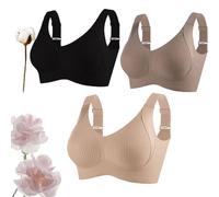 Super Firming Bra | Wire-Free Push-Up Bra No More Sagging Breasts, Women's Ribbed Push Up Adjustable (3PCS-B,TG)