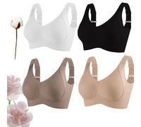 Super Firming Bra | Wire-Free Push-Up Bra No More Sagging Breasts, Women's Ribbed Push Up Adjustable (4PCS-Mix,Moyen)