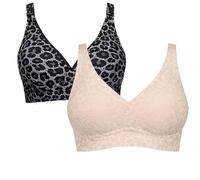 Super Firming Leopard Print Jelly Bra -Back Design Women Wirefree Bras Adjustable Straps Everyday Bras (D,Moyen)