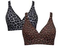 Super Firming Leopard Print Jelly Bra -Back Design Women Wirefree Bras Adjustable Straps Everyday Bras (G,Moyen)