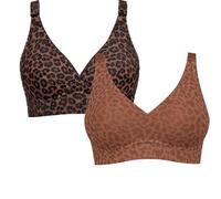 Super Firming Leopard Print Jelly Bra -Back Design Women Wirefree Bras Adjustable Straps Everyday Bras (E,TTG)