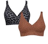 Super Firming Leopard Print Jelly Bra -Back Design Women Wirefree Bras Adjustable Straps Everyday Bras (B,3TG)