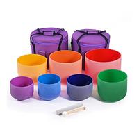 SUPER FOREST Bol chantant en cristal de 15,2 à 30,5 cm, pour méditation, guérison par le son, chakra, avec étui de transport robuste, bâton en daim, maillet