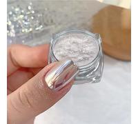 Super Glassy Mirror Pearl Effect Nagelpulver, Weißer Perlchrom-Nagelpuder, Magic Moonlight Effect Iridescent Pigment Powder für Nägel