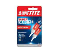 LOCTITE Colles Cyanoacrylates SUPERGLUE-3 Liquide Universal Tube 3g Lot de 2 Blister Carton 24uc