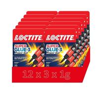 Super Glue-3 Power Gel Mini Dose, Adhésif Fort, Enrichi en Caoutchouc, Mini Dose Adhésif Gel Ultra Fort, Séchage instantané, 36 Tubes 1 g