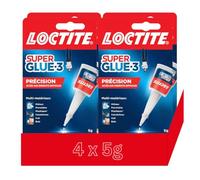 Super Glue 3 Précision 5g - Colle instantanée pour tous les matériaux - Colle forte pour des réparations précises - Colle transparente à séchage rapide (4 x 5g)