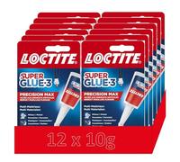 Super Glue 3 Précision (flacon de 10g) - Colle liquide tous matériaux - Colle forte pour réparations précises - Colle transparente à séchage rapide 12 x 10g
