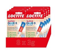 Super Glue 3 Pure Gel - Colle instantanée transparente et puissante - Sans odeur - Formule gel - Pour de nombreux matériaux (8 x 3g)