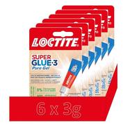Super Glue-3 Pure Gel, colle transparente & puissante, colle forte formule gel sans odeur ne colle pas les doigts, colle repositionnable, tube de 6 x 3 g