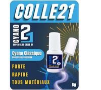 Super Glue Colle21 8g | colle cyanoacrylate universelle avec pinceau de précision - idéale pour modélisme, bricolage et réparations fines (Colle Classique 8g)
