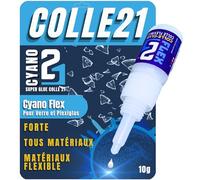 Super Glue cyano pour verre et plexiglass Colle21 FLEX - Flacon de 10g, Colle flexible pour caoutchouc, verre, plexiglas et autres matériaux, Adhésif ultra résistant pour réparations durables.