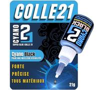 Super Glue Ultra-Résistante Colle21 BLACK | Colle Cyanoacrylate noire - Flacon de 21g - Ultra forte et visible - Multi-Usage pour tous matériaux - Colle liquide