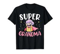 Super Grand-mère Super-héros Grand-mère Meilleure Mamie de Tous Les Temps T-Shirt Graphique avec Valeur, Homme, Noir, XL