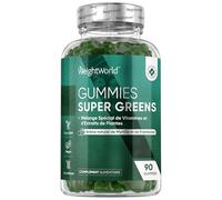 Super Green Powder en Gummies - 90 Gummies Vegan, Arôme Naturel Myrtille & Framboise, Superfood Greens avec Vitamines B, Zinc, Moringa, Chlorella (Chlorophylle), Céleri, Artichaut, Persil, Épinard