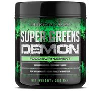 Super Greens Demon - Poudre Superfood Végétalienne 250g, 50 Portions - Mélange Spiruline, Chlorelle, Kale, Épinards - Sans Additifs ni Conservateurs