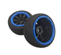 Super Grip Road Wheel Slick Tire Silk pour 1 5 Voitures RC à l'échelle Compatible avec Madmax I Rofun Rovan KM 5B Models Rack(Rear Blue 2pcs)