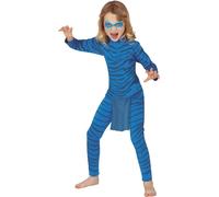 Super héros chat tigre personnage d'aventure costume bleu costume carnaval carnaval enfants monde animal fantaisie film héroïnes, taille : 110/116 couleur : bleu