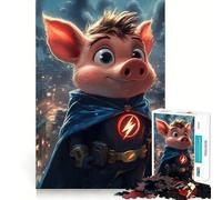 Super-héros Cochon dans Un Paysage Urbain Puzzle Adulte 1000 pièces Jeu d'entraînement cérébral Détente et créativité Cadeau Artistique (50x75cm)