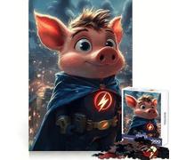 Super-héros Cochon dans Un Paysage Urbain Puzzle Adulte 1000 pièces Jeu d'entraînement cérébral Détente et créativité Cadeau Artistique (50x75cm)