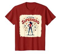 Super-héros en Formation, Style de Bande dessinée rétro autonomisant Les Femmes T-Shirt, Enfant, Canneberge, 8 Ans