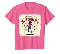 Super-héros en Formation, Style de Bande dessinée rétro autonomisant Les Femmes T-Shirt, Enfant, Rose chiné, 8 Ans