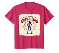 Super-héros en Formation, Style de Bande dessinée rétro autonomisant Les Femmes T-Shirt, Enfant, Rouge chiné, 8 Ans