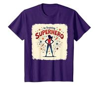 Super-héros en Formation, Style de Bande dessinée rétro autonomisant Les Femmes T-Shirt, Enfant, Violet, 8 Ans