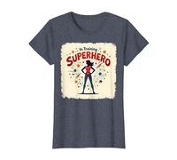 Super-héros en Formation, Style de Bande dessinée rétro autonomisant Les Femmes T-Shirt, Femme, Bleu Chiné, M