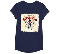 Super-héros en Formation, Style de Bande dessinée rétro autonomisant Les Femmes T-Shirt, Fille, Bleu Marine, XS