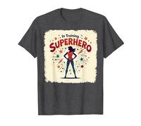 Super-héros en Formation, Style de Bande dessinée rétro autonomisant Les Femmes T-Shirt, Homme, Chiné Foncé, S