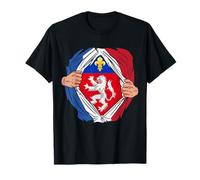 Super-héros Lyonnais avec Drapeau de Lyon France T-Shirt