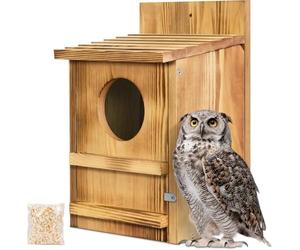 Super Idee Grand nichoir en bois pour chouette effrayante, chouette forestière, chouette forestière, chouette forestière, chouette forestière, chouette à barbe, nichoir pour oiseaux, décoration de