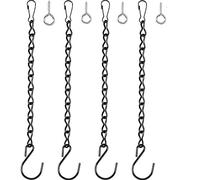 Super Idee Lot de 4 chaînes en acier avec crochet en S et mousqueton remplaçables - Crochet à visser pour suspendre la mangeoire à oiseaux, la nourriture pour oiseaux sauvages - Jardinière suspendue -