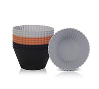 SUPER KITCHEN 9,2cm Grand 12 Moules Cupcakes, Moules Muffins en Silicone Réutilisables, Anti-adhésif Moule Cake Factory, Caissettes Muffins, Moule Gateau, Cuisson en Silicone Pour Friteuse à Air