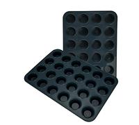 SUPER KITCHEN Lot de 2 Mini Moule à Muffins 24 Moules en Silicone Plaque à Muffins Anti-adhésif Moule à Pâtisserie pour Muffins, Cupcakes, Brownies, Pudding 34 x 23 x 2,5 cm (Gris)
