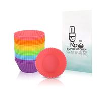 SUPER KITCHEN Mini Moules à Cupcakes 24 Moules Muffins Silicone Mini Cake | Anti-adhésif Réutilisables Moule Cake Factory Caissettes Muffins Gateau, Cuisson en Silicone Pour Friteuse à Air, Arc-en-ciel