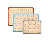 SUPER KITCHEN Tapis de Cuisson Silicone Pour Four Pour Biscuit et Macaron | Trois pièces Doublures de plateux de Four Anti-adhésif pour Macaron/Biscuit, Feuille de Cuisson Reutilisable Tapis Patisserie
