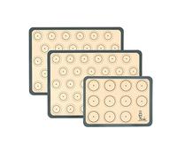 SUPER KITCHEN Tapis de Cuisson Silicone Pour Four Pour Biscuit et Macaron | Trois pièces Doublures de plateux de Four Anti-adhésif pour Macaron/Biscuit/Patisserie, Feuille de Cuisson Reutilisable, Gris