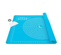 Super Kitchen Tapis de Cuisson Tapis Silicone Patisserie Extra Large | Antidérapant avec Mesures 71x51cm et Grattoir à Pâte, pour Tapis de Pâte à Rouler, Fondant/Tapis de La Croûte à Tarte (Bleu)