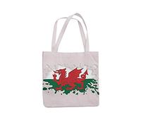 Super Lemon Sac fourre-tout réutilisable avec drapeau du Pays de Galles - Sac fourre-tout imprimé fantaisie pour le shopping, la gym, la plage, le quotidien, respectueux de l'environnement et élégant