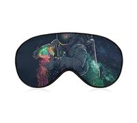 Super lisse doux AstronautSpace Trippy Galaxy Planet coloré méduses Art masque pour les yeux de sommeil pour hommes femmes et enfants, visière avec sangle élastique masque pour les yeux de sommeil avi