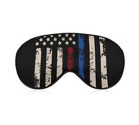 Super lisse doux mince ligne rouge et ligne bleue Vintage rétro drapeau américain Black Art masque pour les yeux de sommeil pour hommes femmes et enfants, visière avec sangle élastique masque pour les