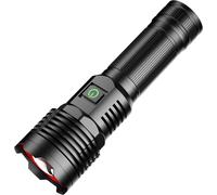 [Super Long Range 3km Led Flashlight 30000 Lumens Super Bright Type-C Tactical Flashlight Rechargeable 5 Modes Waterproof Lighting Suitable For Emergency Camping (1 X 26500 Batteries)