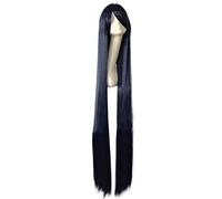 Super longue perruque cosplay bleu marine droite anime commun 59"150cm pleine frange cheveux synthétiques haute température bleu perruques cosplay une taille longue perruque droite 01