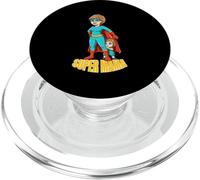 Super Mama Hero Mom with Child Cartoon Superhero PopSockets PopGrip pour MagSafe