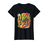 Super Maman Pouvoir T-Shirt Graphique avec Valeur, Femme, Noir, M
