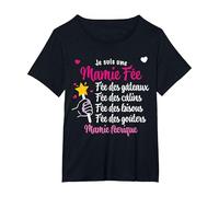 Super Mamie Fée Magique Maman Mamie T-Shirt, Femme Grandes Tailles, Noir, 2X