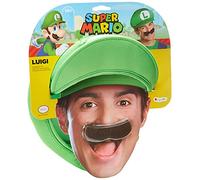 Super Mario 13379 - Casquette et Moustache Luigi pour Adultes, Vert, Taille Unique