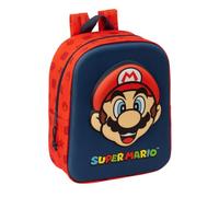 SUPER MARIO 3D - Sac à dos de crèche 3D, adaptable au chariot, nettoyage facile, idéal pour les enfants de différents âges, confortable et polyvalent, qualité et résistance, 22 x 10 x 27 cm, bleu